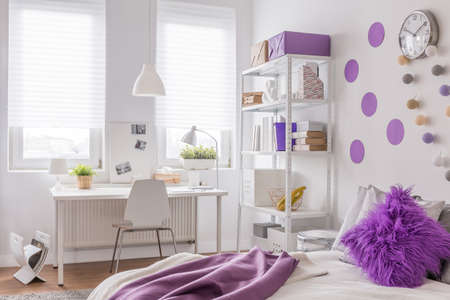 Image of cosy purple and white room designの写真素材