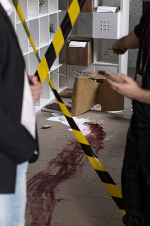 There is a lot of blood at the crime sceneの写真素材