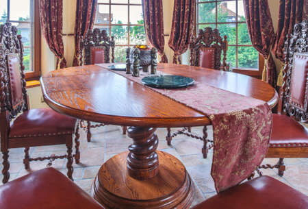 Lots of decorations in the dining roomの写真素材