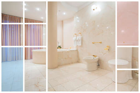 Luxurious spacious bathroom designed in greek styleの写真素材
