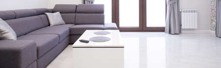 Panorama of corner sofa in exclusive interior