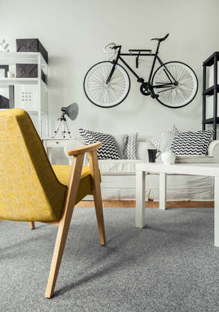 Vertical picture of modern hipster efficiency apartmentの写真素材