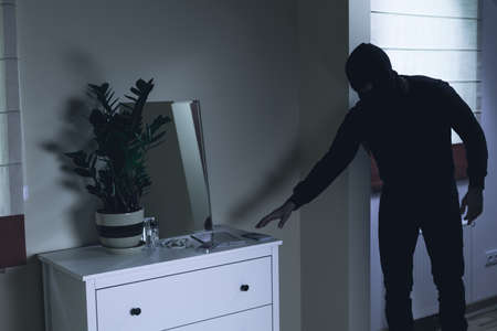 Photo of dangerous criminal robbing luxurious mansion