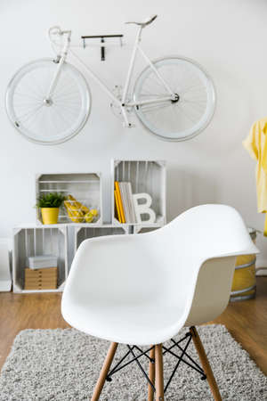 Comfortable white chair in modern interiorの写真素材