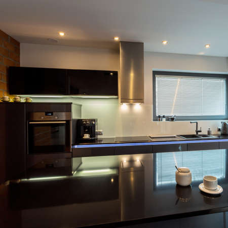 Modern luxury kitchen with marble island
