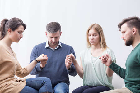 Group of young people with problems supporting each others