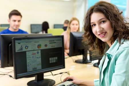 Shot of a happy student during the information technology class
