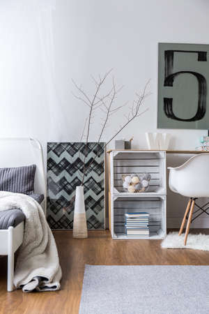 Modern stylish designed hipster room with original decorations