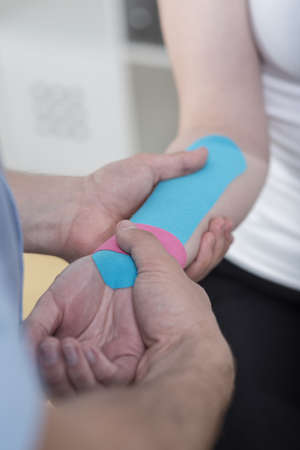 Close-up of rehabilitation at carpal tunnel syndromeの写真素材