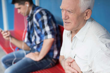 Senior man is having pain in chest
