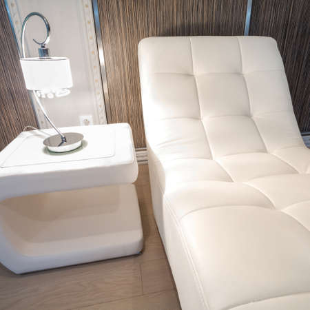 Close-up of designed furniture in modern interior
