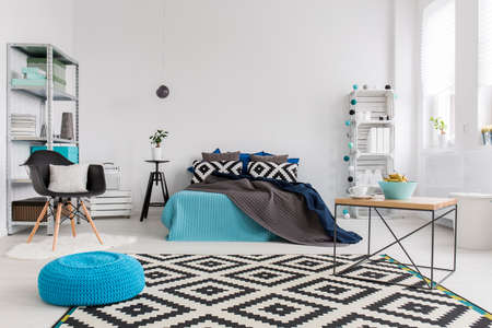 Shot of a modern cosy and spacious bedroomの写真素材