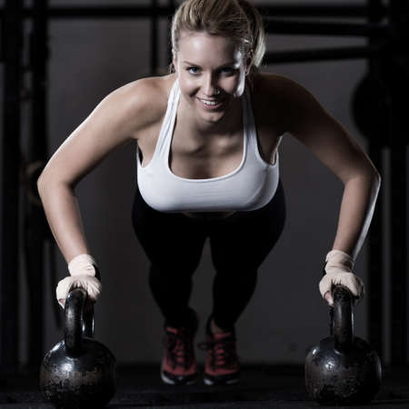 View of sexy woman with strong hands