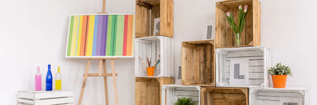 Cropped panoramic picture of a modern living roomの写真素材