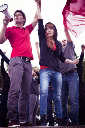 Young people protesting against the war - vertical view