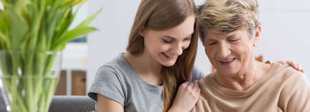 Shot of a young woman spending time with her grandmotherの写真素材