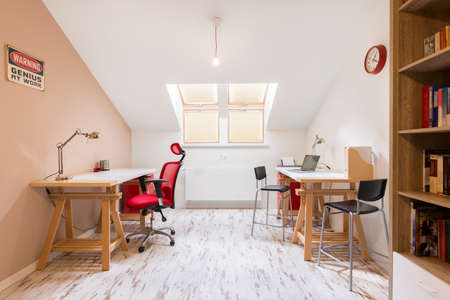 Shot of a modern study in an atticのeditorial素材