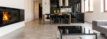 Panoramic picture of a modern cosy interior
