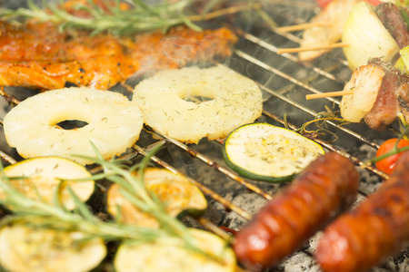 Shot of delicious food being preared on a grill