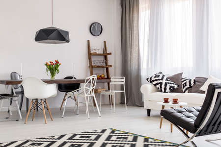 Shot of a creative black and white living roomのeditorial素材