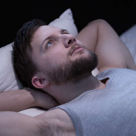 Trying to fall asleep when having sleep disordersの写真素材