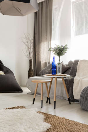 Shot of a cosy living room interior, designed in grey tonesの写真素材