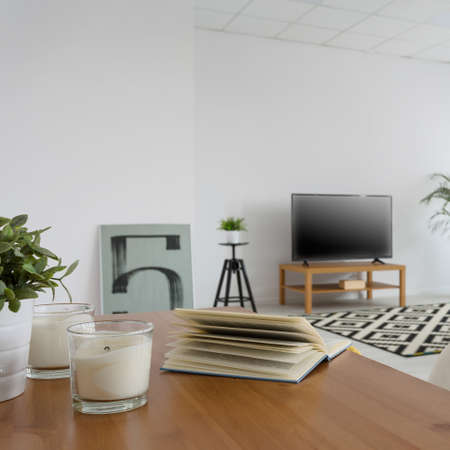 Squared photo of living room in modern styleの写真素材