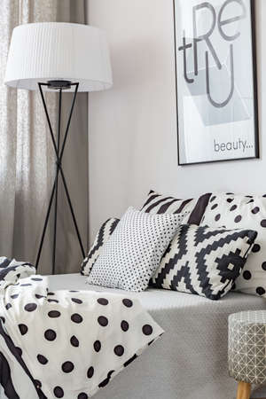 Modern elegant design of bedroom with comfortable bed
