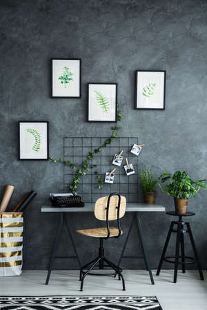 Multifunctional room with desk and plants decorations