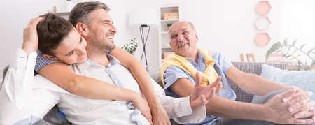 Multigenerational men in family happy to spend time togetherの写真素材