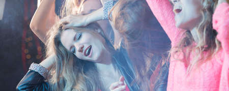 Group of students enjoying the music showの写真素材