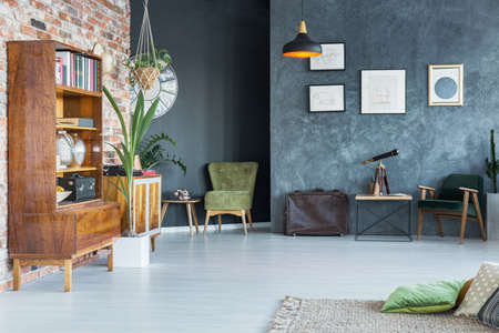 Modernly designed apartment interior with stylish furnitureの写真素材