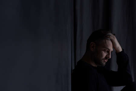 Addicted and alone man on a hospital detoxの写真素材