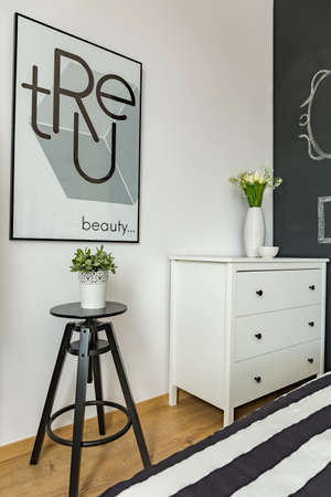 Stylish modern room with black and white decor
