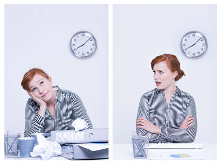Boredom and indignation at intellectual work in corporationの写真素材
