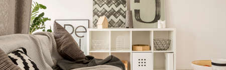 Cozy living room decorated with modern accessoriesの写真素材