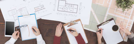 Busy people on the business conference in the officeの写真素材