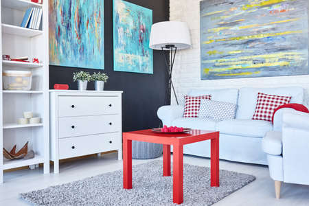 Cosy and convenient room in modern and light apartmentの写真素材