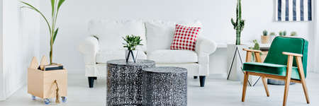 Modern creative living room designed in scandi styleの写真素材