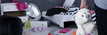 Demolished apartment interior after the burglaryの写真素材