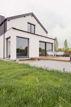 Picture of modern house with white facadeの写真素材