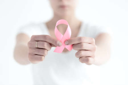 Woman not being ashamed by having a breast cancer