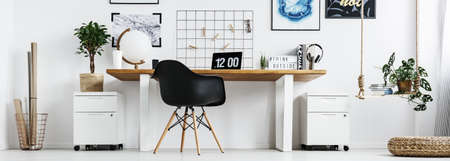 Modern office at home with a big double desk
