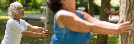 Life on retirement- healthy air and exercising in natureの写真素材