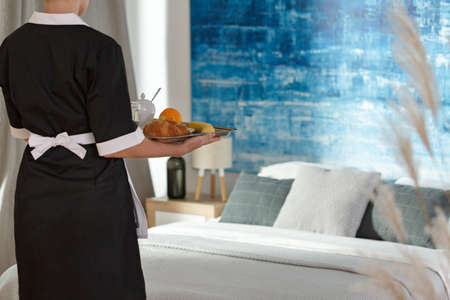 Breakfast delivering service in a modern hotel