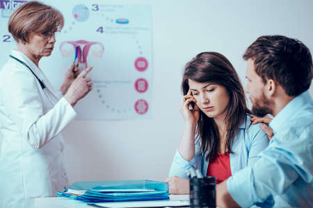 Young married couple with problem of infertility and during in vitro processの写真素材