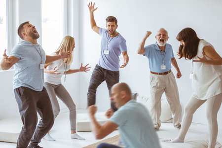 Group fo people on anger management workshopsの写真素材