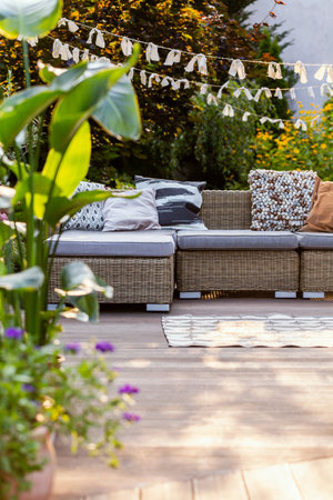 Modern designed place perfect for summer garden partyの写真素材