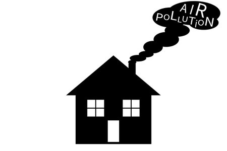 Little house vector smoke from chimney pollution AIR POLLUTIONのイラスト素材