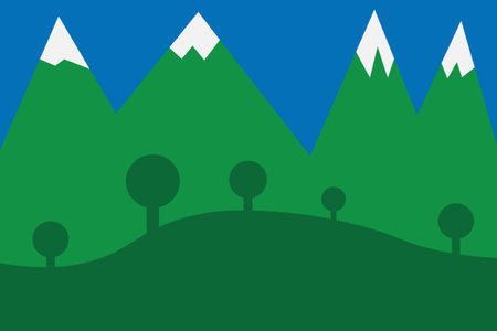 Simple vector illustration of mountains and meadowsのイラスト素材